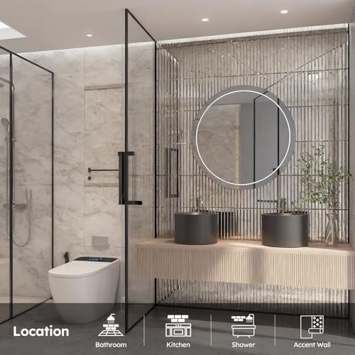 Diflart Peel and Stick Mirror Backsplash Tile, Light Antique, 11.8 x 11.8 Inch, Beveled Mirror Strip Tile for Kitchen Bathroom Bar Accent Wall, Pack of 5 Sheets - Image 2
