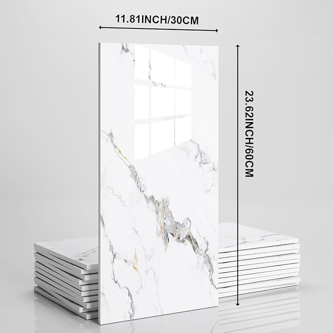 10 PCS Marble Peel and Stick Wall Panels 23.6"x11.8" Sticker | Self Adhesive, PVC, Waterproof Backsplash Tile for Bathroom, Kitchen, Living Room, Style7 - Image 6