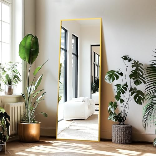 Delma Full Length Mirror with Stand, 69x24 Gold Floor Mirror - Image 3