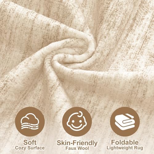 Nakagishi Boho 9x12 Area Rug Living Room Rugs Machine Washable Beige - Image 3