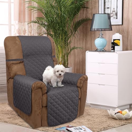 U-NICE HOME Reversible Recliner Chair Covers, Dark Grey - Image 2