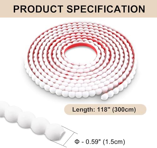 Hungbak 0.59" x 118" Peel and Stick Unfinished White Beaded Molding Trim - Self-Adhesive Decorative Strip for Picture Frame, Mirror, Shelf, Wall, Door, Cabinet - Image 2