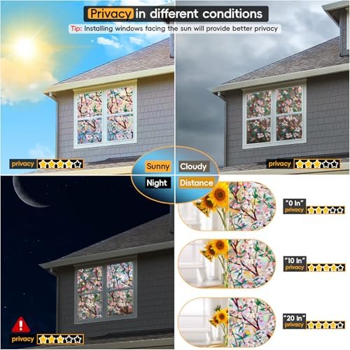Rainbow Window Privacy Film Decorative Window Sticker, 3D Static Stained Glass Cling Tint for Home Heat Control Non-Adhesive, 29.5 Inch * 78.74Inch - Image 7