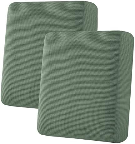 H.VERSAILTEX Super Stretch Individual Seat Cushion Covers Sofa Covers Couch Cushion Covers Slipcover Sets Thick Jacquard Textured Twill Fabric (2 Piece Medium Sofa Cushion Covers, Loden Frost) by HVERSAILTEX