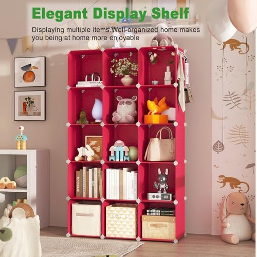 C&AHOME 16 Cube Storage Organizer Cube Shelves Units Storage Cubes, Red - Image 5
