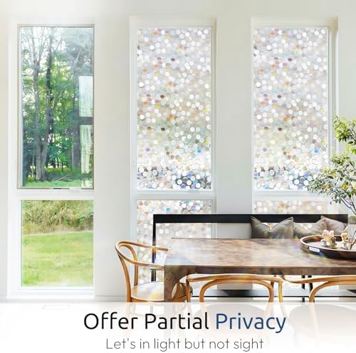 rabbitgoo Window Privacy Film, Rainbow Stained Glass Cling, 23.6" x 78.7" - Image 5