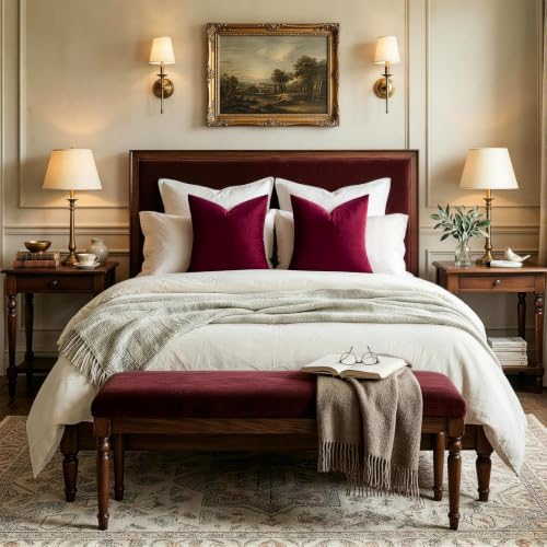 GIGIZAZA Burgundy Velvet Pillow Covers 18x18 Decorative Pillows Pack of 2 - Image 6