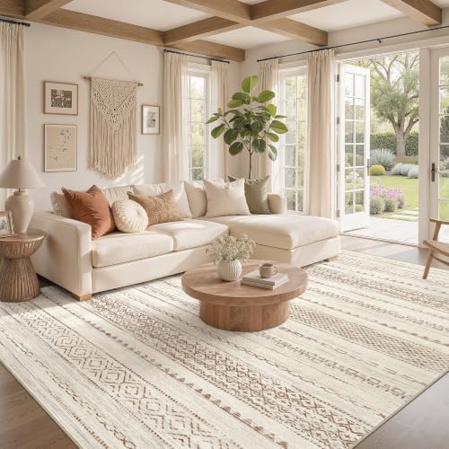 Nakagishi Boho 5x7 Area Rug Living Room Rugs Machine Washable Brown - Image 2