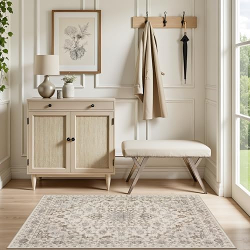 2x3 Area Rugs Living Room: Washable Rug for Bedroom Brown Beige - Image 5