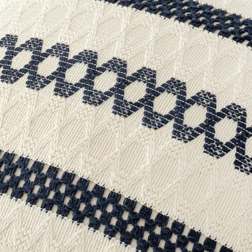 MIULEE Set of 2 Navy Blue Boho Decorative Lumbar Pillow Covers 12x20 Inch - Image 4