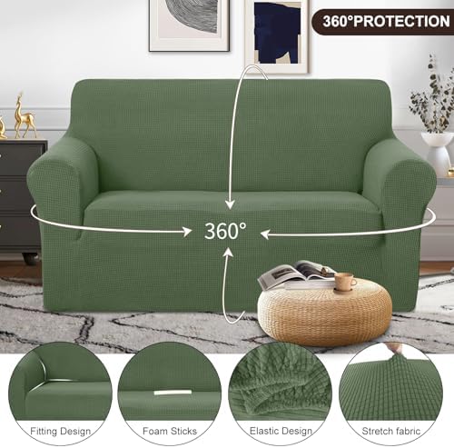 U-NICE HOME Loveseat Cover Stretch Couch Cover Sofa Slipcover, Loden Frost - Image 3
