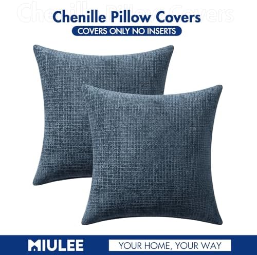MIULEE Decorative Couch Throw Pillow Covers 16x16 Inch Navy Blue 2 Pack - Image 7