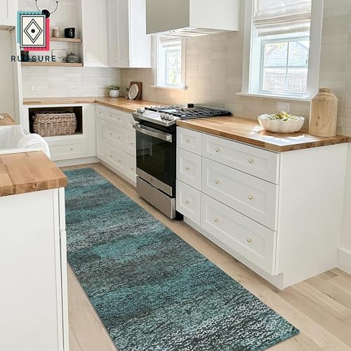 RUGSURE Washable Area Rug - 1/6 Thick - Stain & Water Resistant Non-Slip - Resistant Rug for Living Room, Bedroom, Nursery, Pet & Child Friendly, Vintage Charm Area Rugs (Green, 2'6'' x 8') - Image 4
