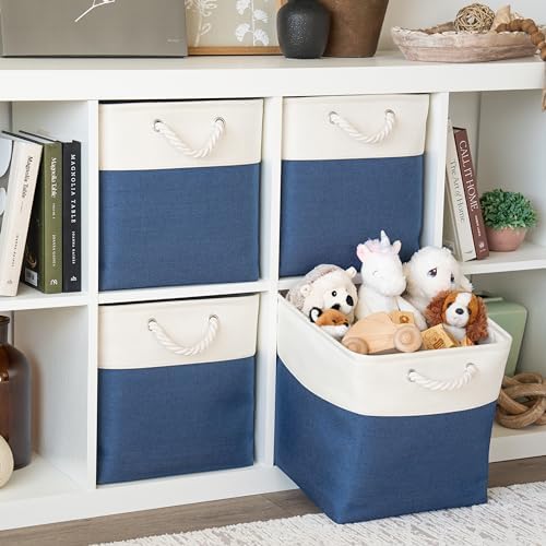 OrganiHaus 13x13 Cube Storage Bins, 4-Pack Fabric Cubes, Rope Handles - Image 3
