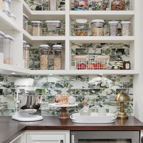 Vamos Tile 100-Piece Glossy Ice Green Peel and Stick Backsplash Tile,3''x6'' PVC Subway Tile with White Grout,Stick on Backsplash for Kitchen/Bathroom/Fireplace - Image 7