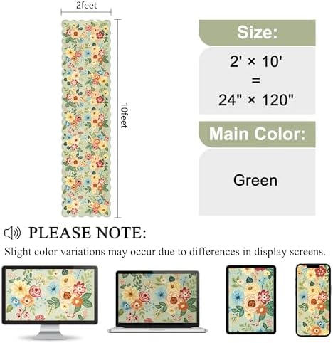 DUKINO 2x10 Runner Rug for Hallway, Washable Kitchen Rug Non Slip, Green - Image 2