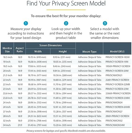 StarTech 23in 16:9 Monitor Privacy Screen Filter, Matte/Glossy Sides, TAA - Image 5