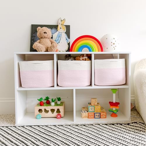 NaturalCozy Storage Cubes 9”x9”x7”Cotton Rope Woven Baskets for Organizing 3-Pack | 9 Inch Cube Storage Bin | Small Basket for Shelf Nursery, Pantry, Decorative Plant, Bathroom Closet, Toy Gift - Image 3