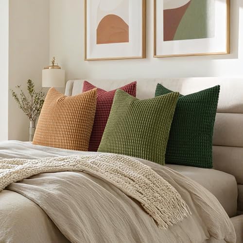 MIULEE Modern Decorative Pillow Covers 18x18 Inch Set of 4 Christmas Green - Image 5