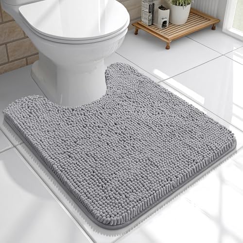 OLANLY Toilet Rugs U-Shaped 20x20, Soft Absorbent Chenille Contour Rugs by OLANLY