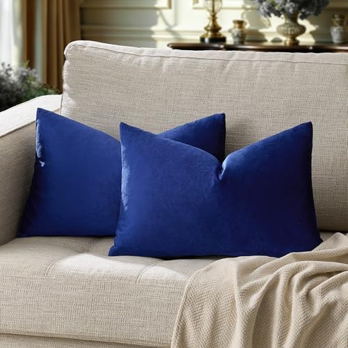 GIGIZAZA Royal Blue Velvet Throw Pillow Covers 12x20 Pack of 2 - Image 6