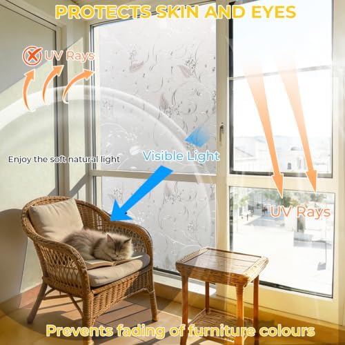 OHTMERU Window Privacy Film Decorative Non-Adhesive, Reusable, Anti-Glare - Image 4