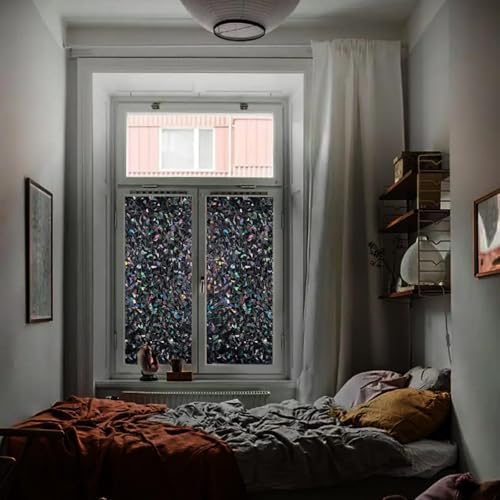 Finnez Blackout Window Film, Stained Glass Rainbow, Black, 29.5" x 157.4" - Image 3