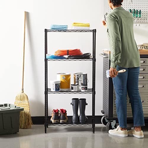 Amazon Basics 4-Shelf Steel Wire Storage Shelves for Garage, Adjustable Metal Shelving Unit, 200 lbs Per Shelf, 23.2" W x 48" H x 13.4" D, Black - Image 2