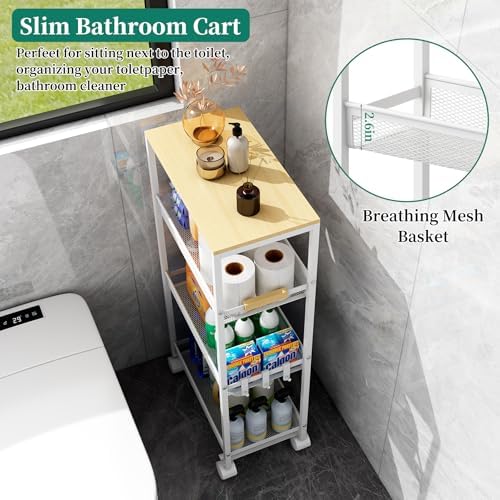 4-Tier Slim Utility Rolling Laundry Cart with Wheels, Easy to Assemble - Image 6