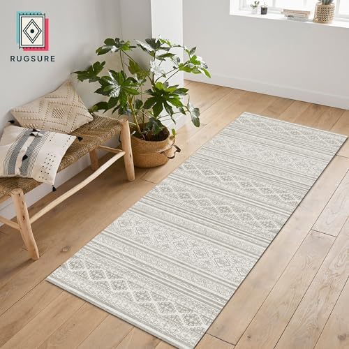 RUGSURE Washable Area Rugs 2'6'' x 8' - 1/6 Thick - Moroccan-Inspired -Stain & Water Resistant Non-Slip - Resistant Rug for Living Room, Bedroom, Nursery, Pet & Child Friendly (Grey) - Image 3