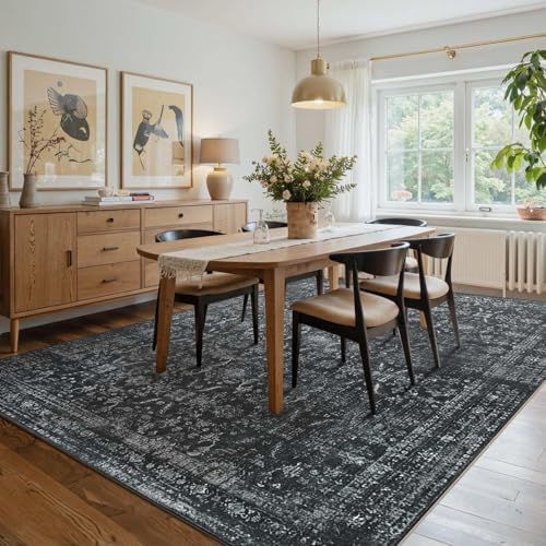 Rugxara Black Rug 6x9 Area Rugs Washable Rug for Living Room Dining Bedroom - Image 3