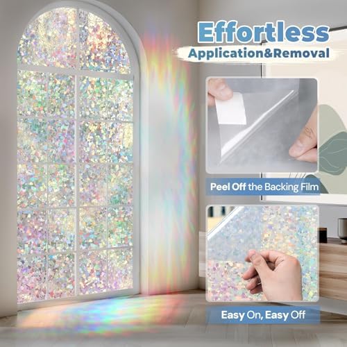 DOWELL Stained Glass Window Privacy Film, Decorative Rainbow Glass Film - Image 4