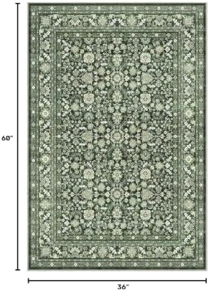 OPPODREAM Vintage Dark Green Area Rugs 3x5, Washable Rug for Living Room - Image 2