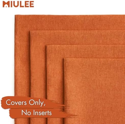 MIULEE Pack of 4 Decorative Outdoor Throw Pillow Covers Linen Waterproof Pillow Covers Summer Farmhouse Cushion Cases for Patio Garden Tent Balcony Couch Sofa 18x18 Inch Orange - Image 5