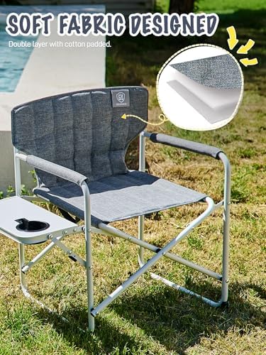 EVER ADVANCED Kids Directors Chair with Side Table, Padded Kids Folding Camping Chair Outdoor with Safety Lock, Lightweight Portable Camp Chairs for Beach, Balcony, Patio, Supports 150lbs, Grey - Image 6