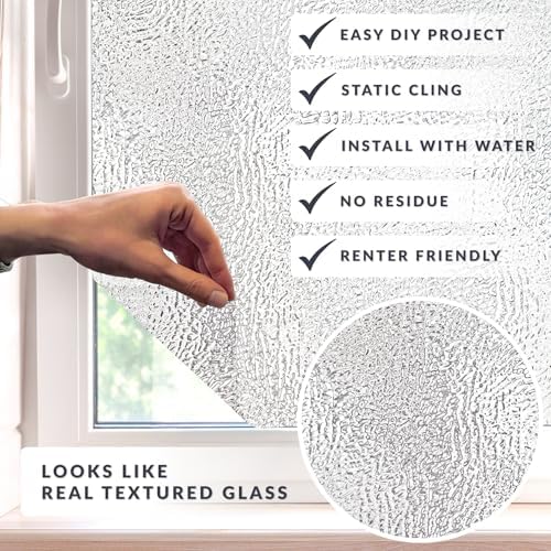 Texture Twelve Window Privacy Film by Artscape - Textured Glass Design, Static Cling, Blocks Views, Not Light, UV Protection, Non-Adhesive Water-Applied Installation, Made in USA - 24 x 36 Inch - Image 2