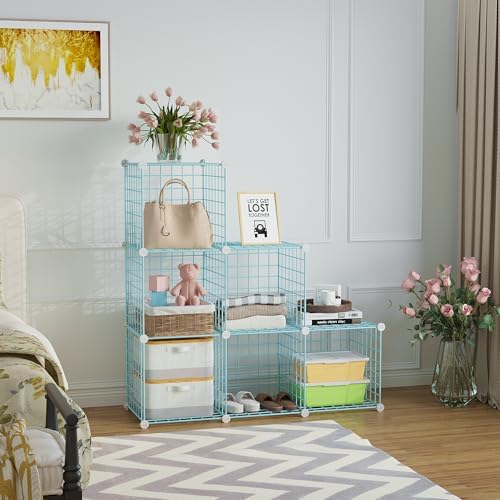 C&AHOME Wire Cube Storage, 6 - Cube Organizer Metal C Grids Units, Blue - Image 2