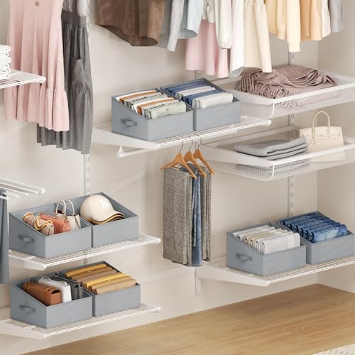 DIMJ Closet Storage Bins 8 Pack - Fabric Trapezoid Closet Organizer Bin, Foldable Storage Baskets for Shelves, Closet Shelf Organizer, Clothing Storage Box for Toys, Books, Towel, Clothes - Image 6