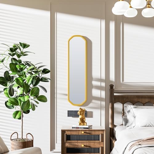 Ferytange Modern Slim Wall Decor Mirror 10"x44" Gold - Skinny Wall Decor for Entryway, Bedroom, Nursery, Luxury Metal Frame with Anti-Shatter Glass - Image 2