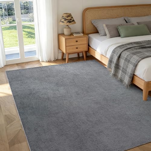4x6 Pure Dark Grey Area Rug Non-Slip Washable Soft for Bedroom Living Room - Image 2