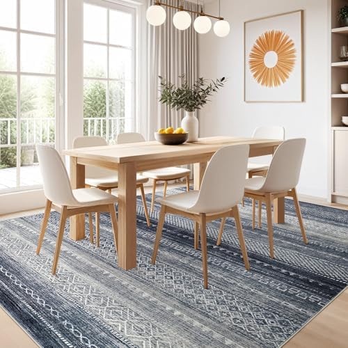 Nakagishi Boho 5x7 Area Rug Living Room Rugs Machine Washable Blue - Image 7