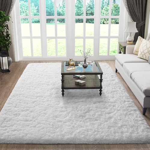 Ophanie 5x8 White Rugs for Living Room, Fluffy Fuzzy Plush Soft Carpets, Shaggy Area Rugs for Bedroom, Carpet for Dorm Nursery Home Decor Aesthetic with Over 99 pcs Pile fibers by Ophanie