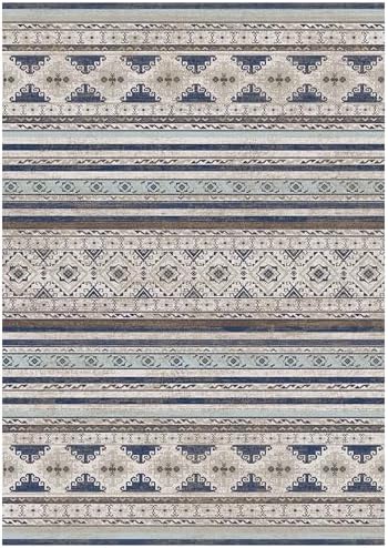 RUGSURE Washable Area Rugs 3' x 5 ' - 1/6 Thick - Moroccan-Inspired -Stain & Water Resistant Non-Slip - Resistant Rug for Living Room, Bedroom, Nursery, Pet & Child Friendly (Blue and Brown) - Image 3