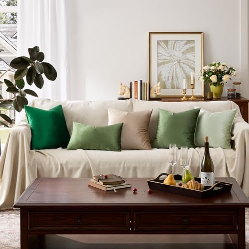 GIGIZAZA Olive Green Velvet Throw Pillow Covers 12x20 Pack of 2 - Image 6