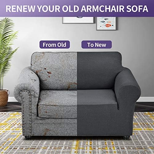 Joccun Stretch Chair Couch Cover,1-Piece Sofa Slipcover Spandex Jacquard Fabric Sofa Covers with Elastic Bottom,Washable Furniture Protector for Dogs,Cats,Kids(Armchair,Charcoal) - Image 6