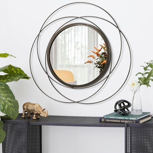 Wall Mirror Mounted Round Decorative Mirrors with Iron Metal Wire Frame Mirror for Wall, Home Decorative Bathroom Vanity, Living Room or Bedroom Large 20” - Image 2