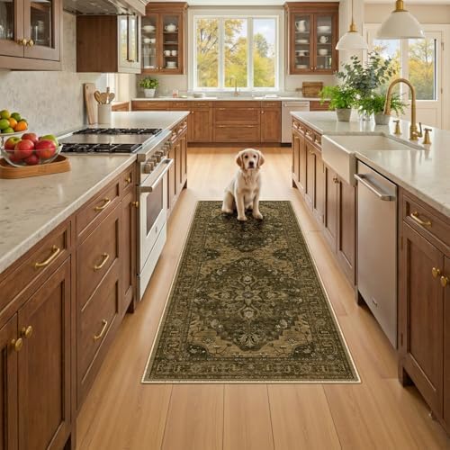 RELEANY Washable Area Rug, Runner 2'x5', Brown/Dark Brown - Image 3