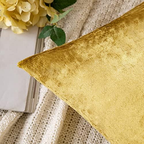 MIULEE 12x20 Inch Lumbar Velvet Throw Pillow Covers Golden - Image 3