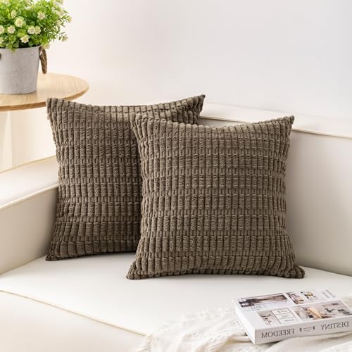 Aegero Pack of 2 Corduroy Decorative Throw Pillow Covers 16x16 Inch, Green by Unknown