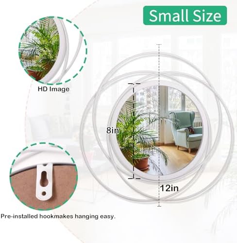 Wall Mirror Mounted Round Decorative Mirrors with Iron Metal Wire Frame Mirror for Wall, Home Decorative Bathroom Vanity, Living Room or Bedroom White Small 12" - Image 7